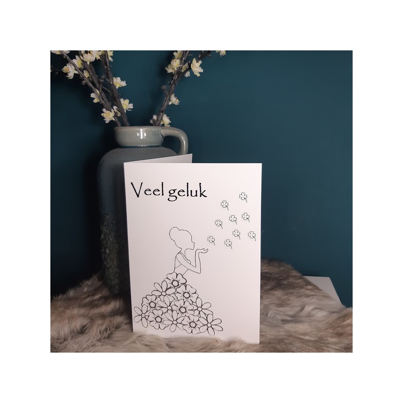 Kleur-in Troostfee Wenskaart "Veel geluk"